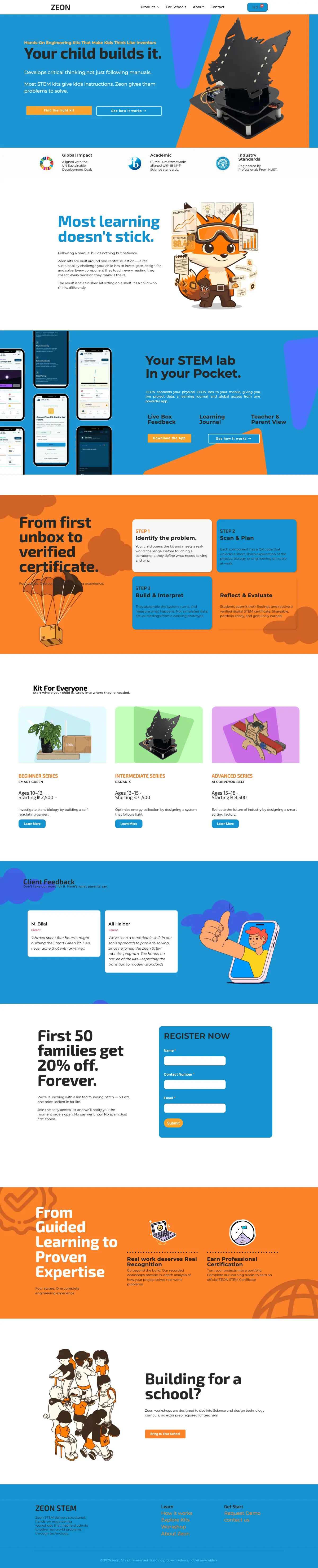 The full ZeonStem homepage